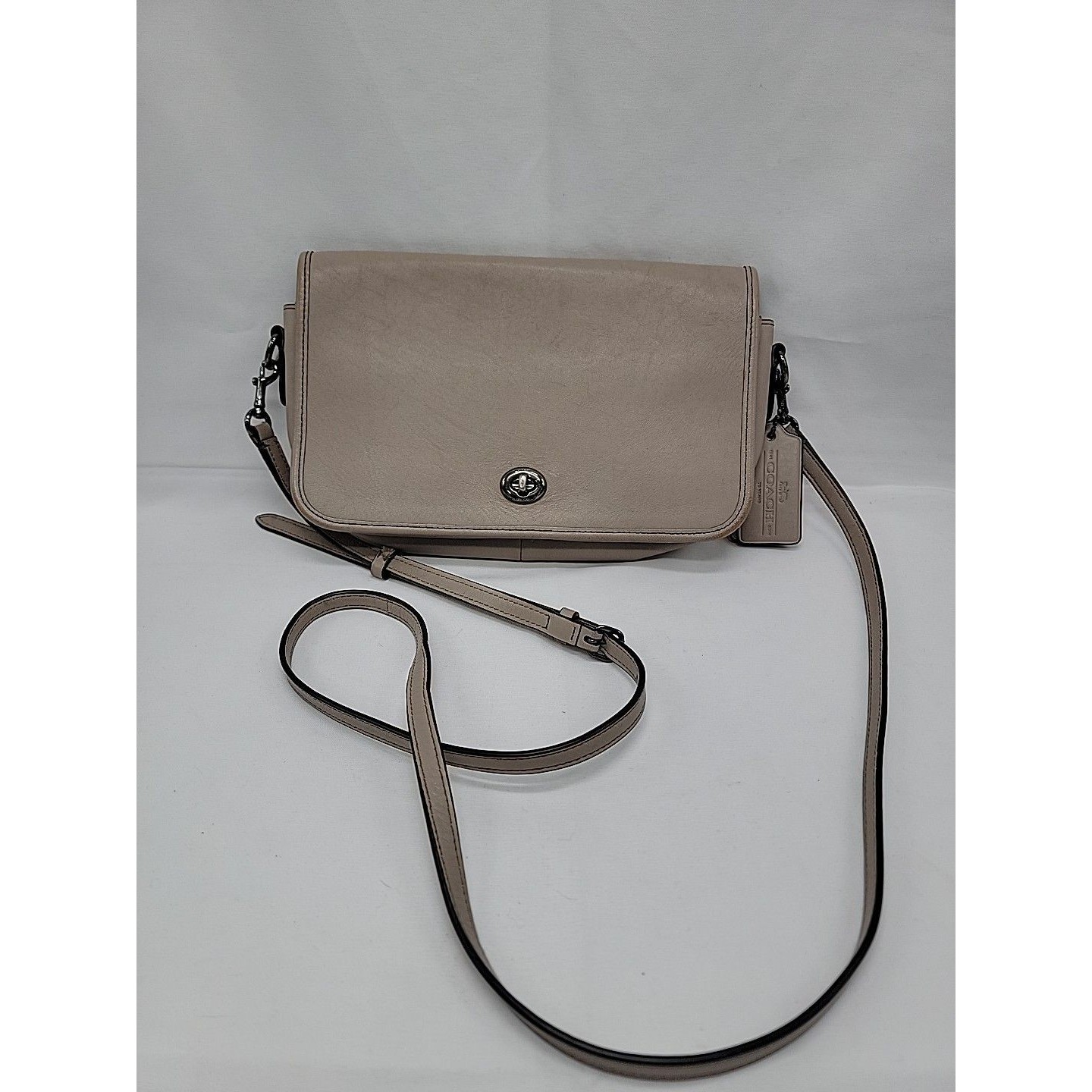 Coach 57325 Grey Leather Crossbody Clutch Bag Silver Hardware